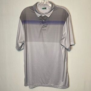 Ben Hogan Branded Mens Performance Short Sleeve Striped Casual Golf Polo Large